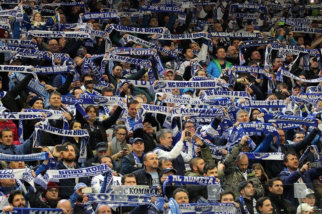 Čtvrté finále extraligy Kometa Brno vs. Liberec, oslavy