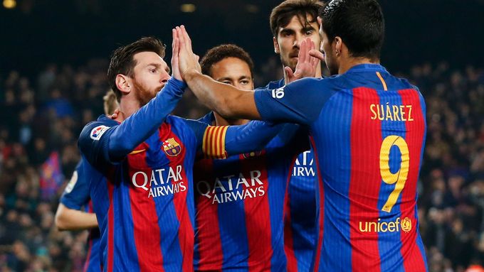 Barcelona slaví gól proti Leganes