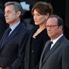 Nicolas Sarkozy, Carla Bruni a François Hollande na pohřbu Charlese Aznavoura.