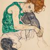 Egon Schiele: Sedící žena s pokrčenými koleny, 1917