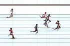 Jamajčan Usain Bolt vítězný v cíli svého rozběhu, semifinále mužů na 200 metrů.