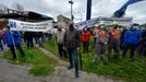 Zaměstnanci hutní společnosti Liberty Ostrava (LO) se sešli 5. května 2021 na protestním mítinku před hlavní bránou podniku.