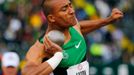 Americký desetibojař Ashton Eaton při závodě v americkém Eugene v roce 2012.