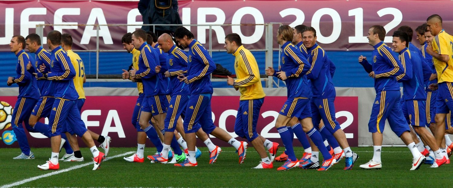 Ukrajinští fotbalisté při tréninku před Eurem 2012