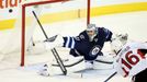 Ondřej Pavelec z Winnipegu v přípravě na NHL