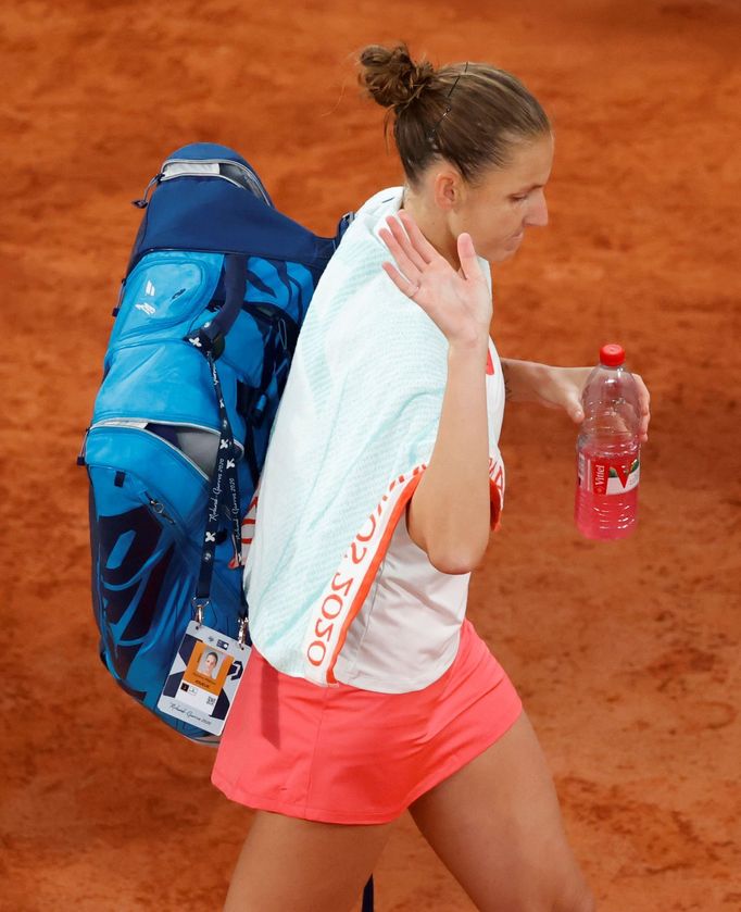 Tennis - French Open - Roland Garros, Paris, France - October 1, 2020  Czech Republic's Karolina Pliskova walks off after losing her second round match Latvia's Jelena Os