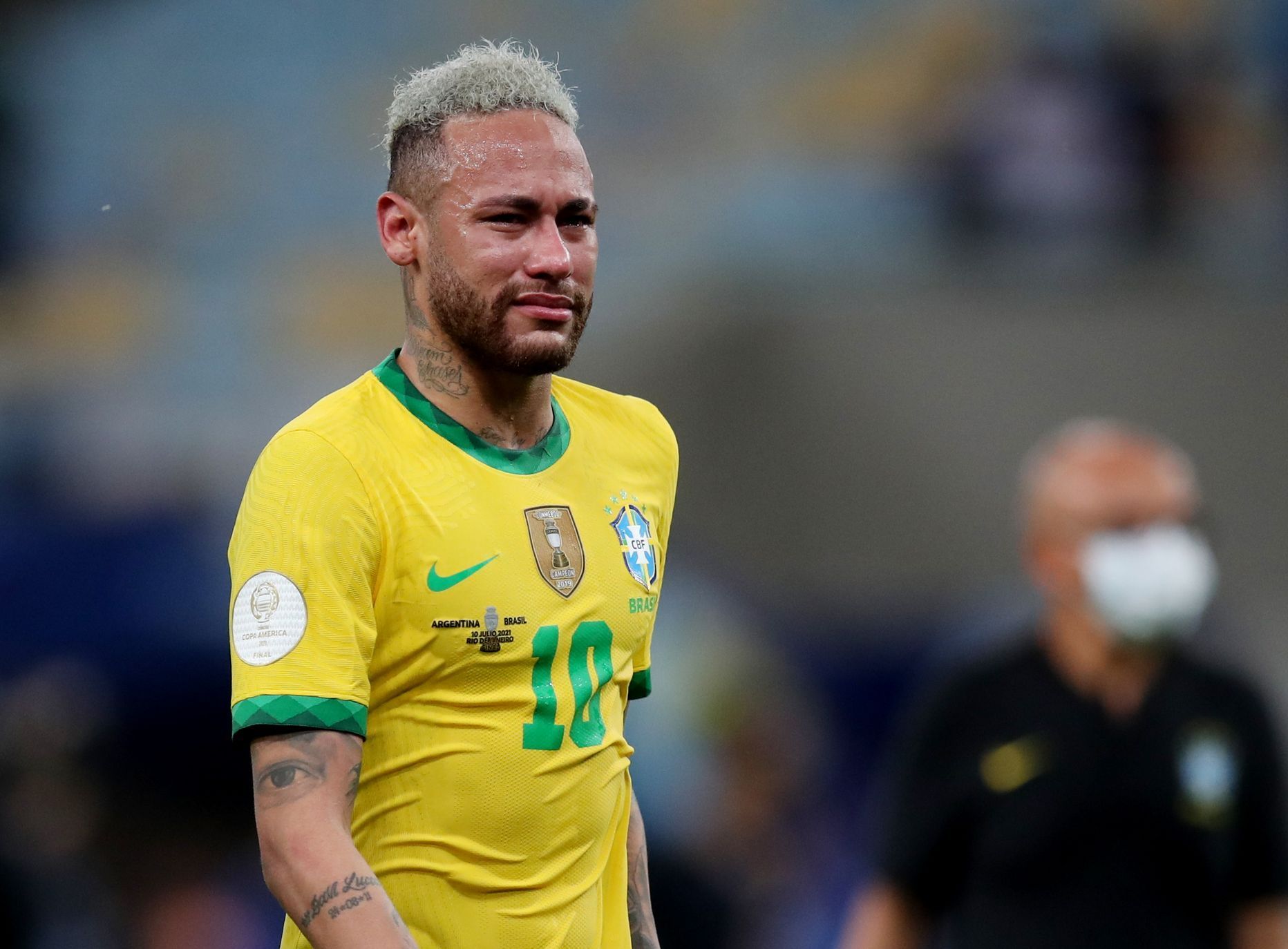 2021 Zklamaný Neymar po prohře s Argentinou ve finále Copy América.f