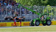 Havarovaný McLaren Landa Norrise ve VC Kanady F1 2025