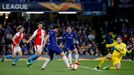 fotbal, odveta čtvrtfinále Evropské ligy, Chelsea - Slavia, Pedro střílí první gól