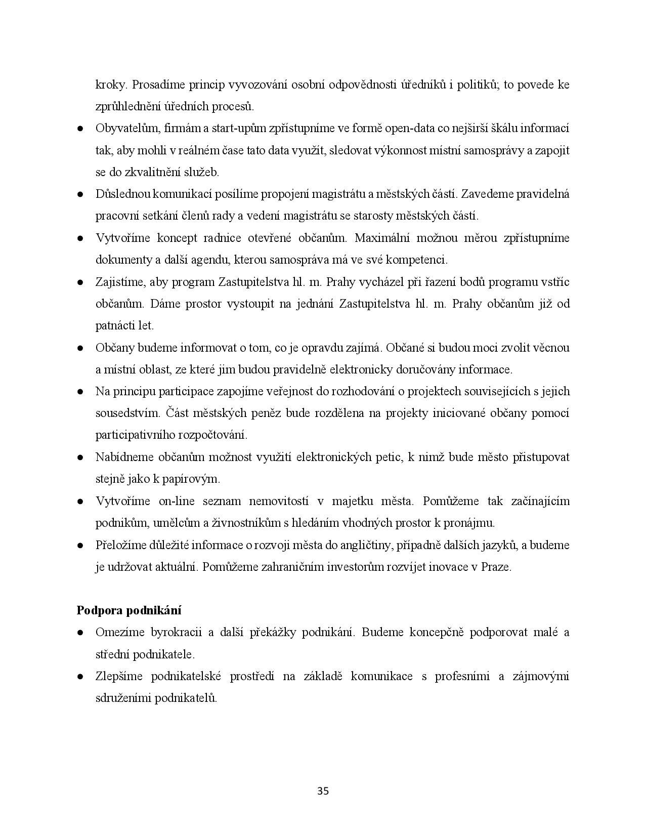 Koaliční program - Praha Sobě - 7. 11. 2018