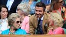 Fanoušci v semifinále Wimbledonu 2019: David Beckham