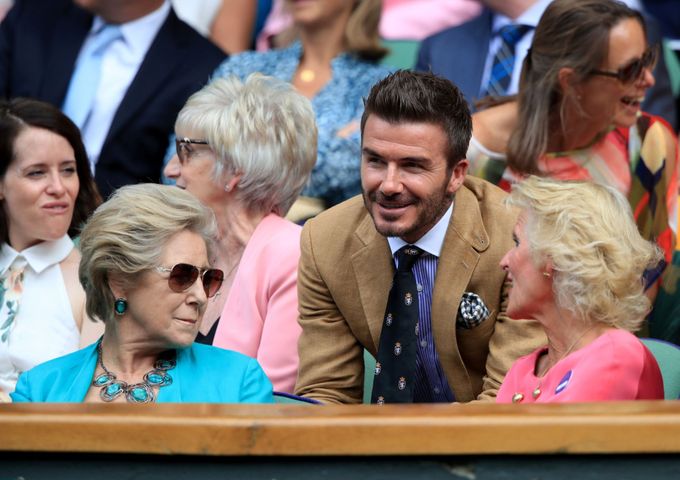 Fanoušci v semifinále Wimbledonu 2019: David Beckham