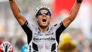 Thor Hushovd se raduje z vítězství v šesté etapě Tour de France v Barceloně