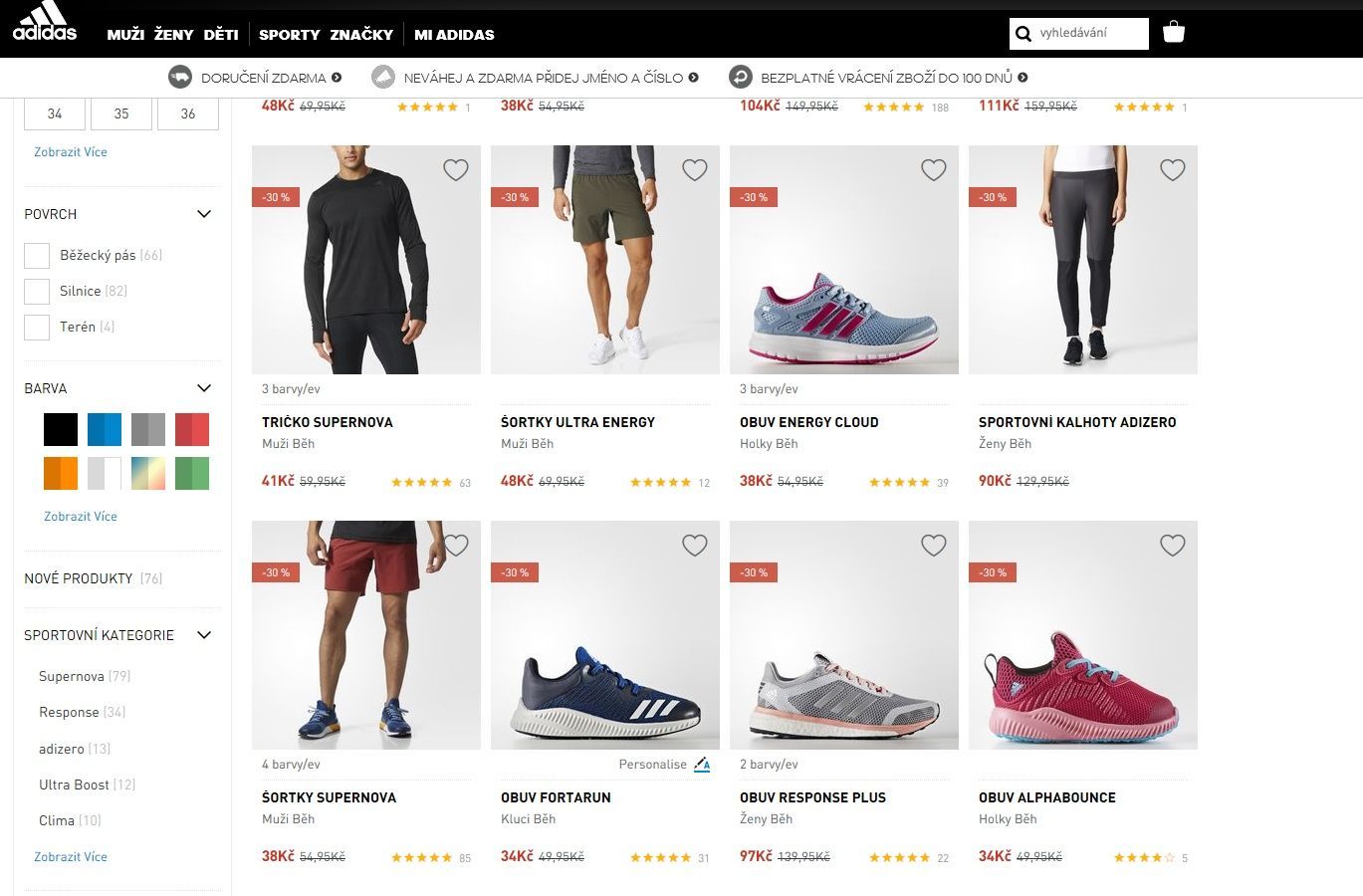 Adidas e-shop špatné ceny