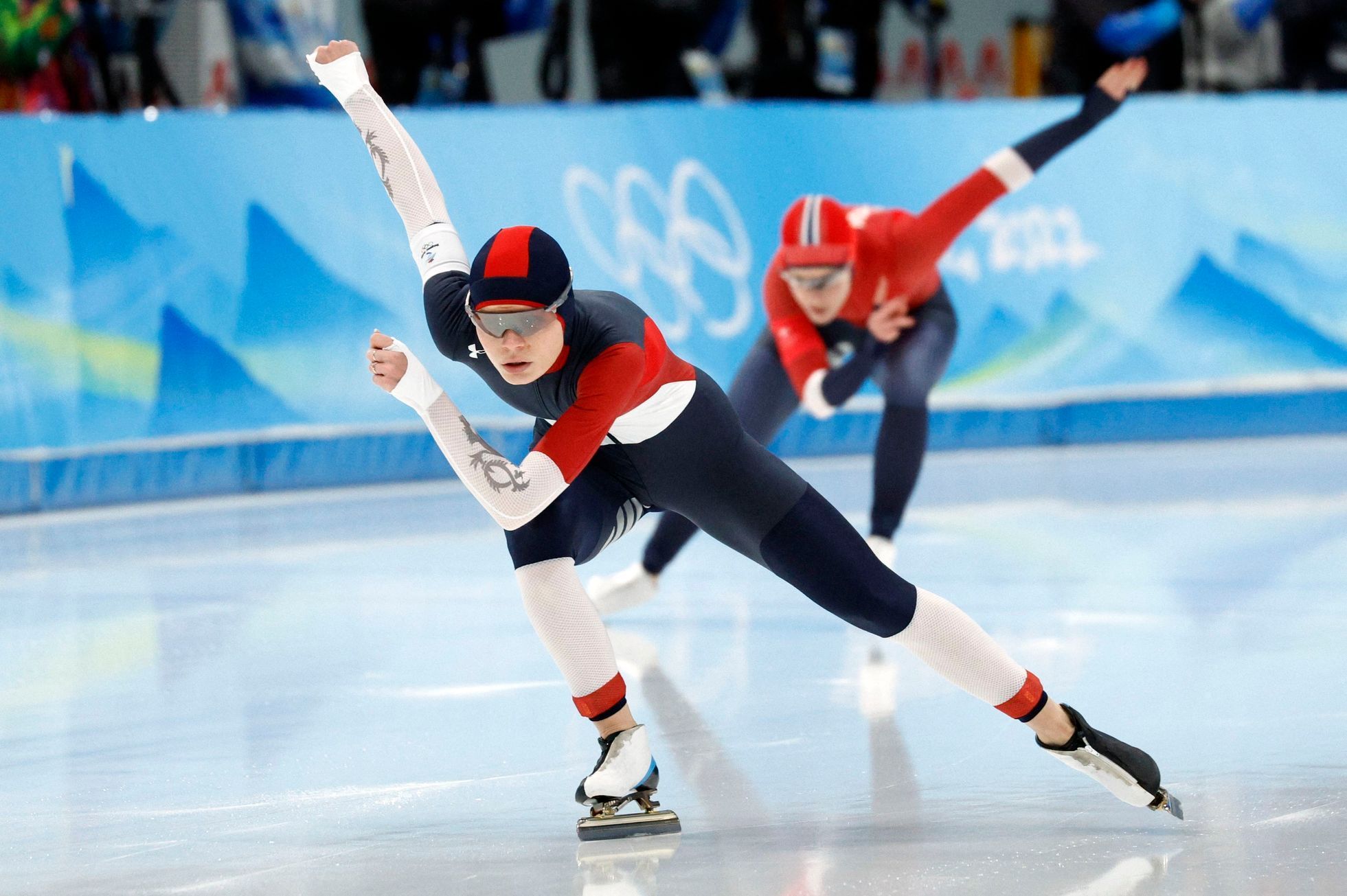 Nikola Zdráhalová v závodě rychlobruslařek na 500 m na ZOH 2022 v Pekingu