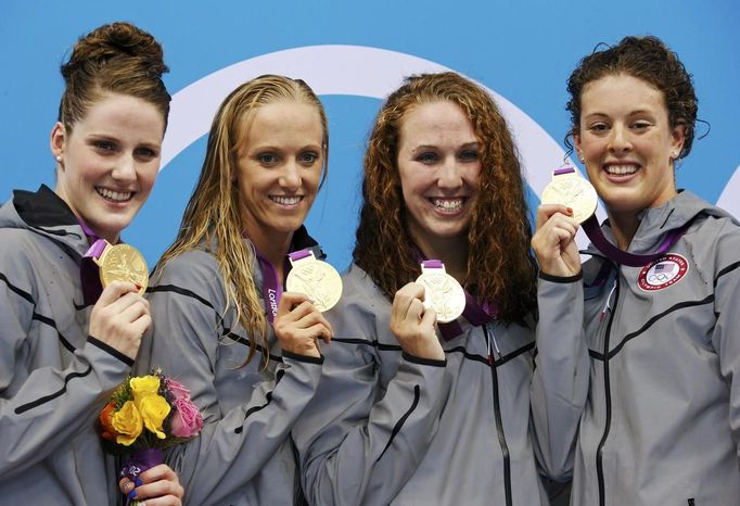 Missy Franklin, Dana Vollmer, Shannon Vreeland a Allison Schmitt.