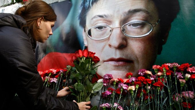 Vzpomínka na Annu Politkovskou v Moskvě, 7. října 2009.