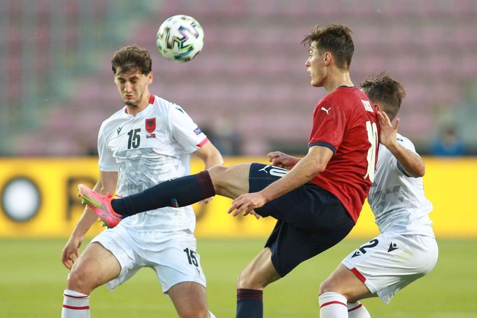 Patrik Schick v zápase Česko - Albánie