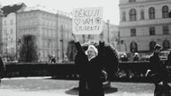 Moment z pražské demonstrace studentů kvůli klimatickým změnám v roce 2018