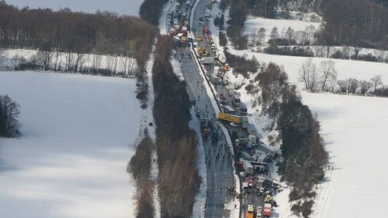 Kolaps na dálnici D1 v obrazech