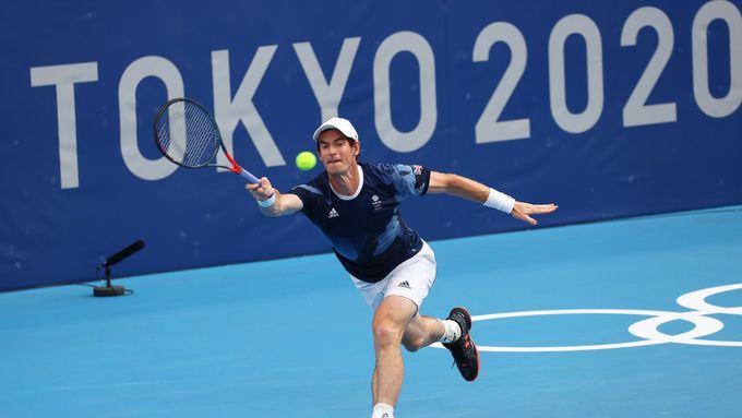 Andy Murray na olympijském turnaji v Tokiu.