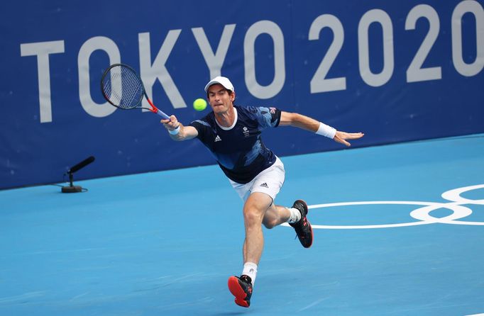 Andy Murray na olympijském turnaji v Tokiu.