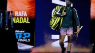 Rafael Nadal v zápase s Dominicem Thiemem na Turnaji mistrů 2020