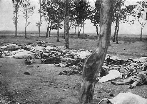 Mrtvoly lidí vyvražděných Osmany při genocidě Arménů mezi lety 1915 až 1918