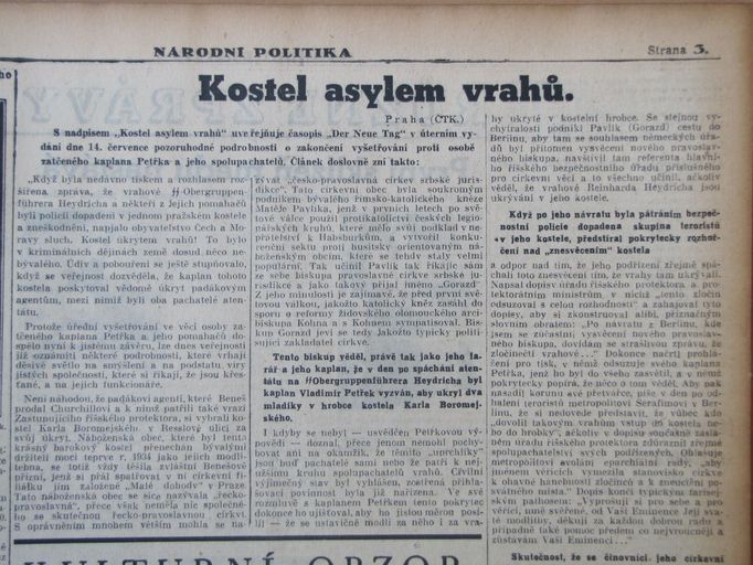 Česká pravoslavná církev. Štvavá kampaň v tisku v létě 1942.