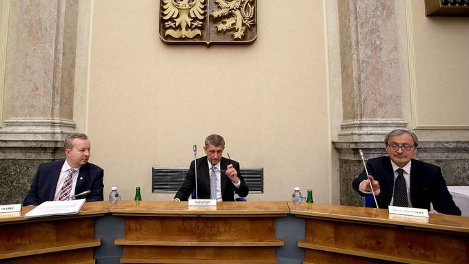 Richard Brabec, Andrej Babiš a Martin Stropnický.