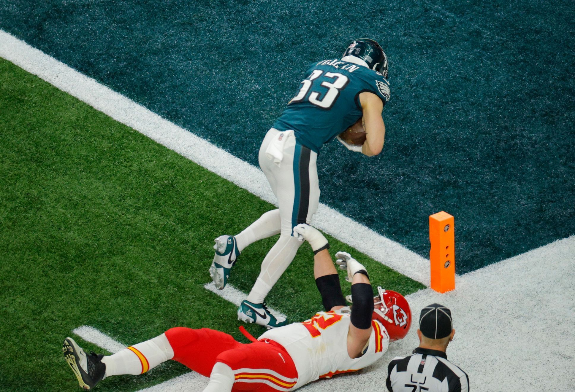 Super Bowl LIX  2025, Philadelphia - Kansas City: Cooper DeJea skóruje touchdown