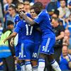 Chelsea's Eden Hazard celebrates with team mates
