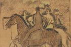 Jan Preisler: Tři jezdci (1912–13) , pastel, papír, 260 x 320 mm.