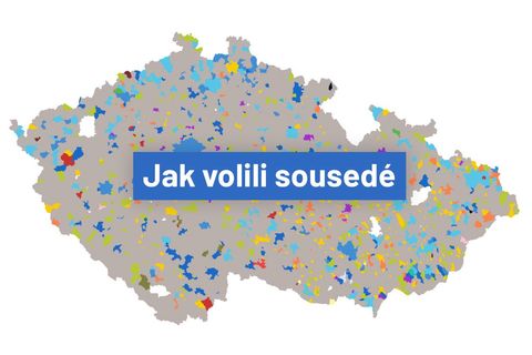 Výsledky všech obcí v jedné mapě. Ukazuje, jak volili sousedé, města i malé vesnice