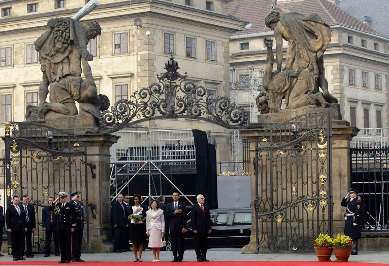 Obama v Praze - uvítání