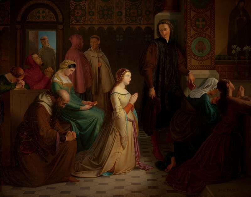 Josef Mánes: Setkání Petrarcy s Laurou v Avignonu roku 1327