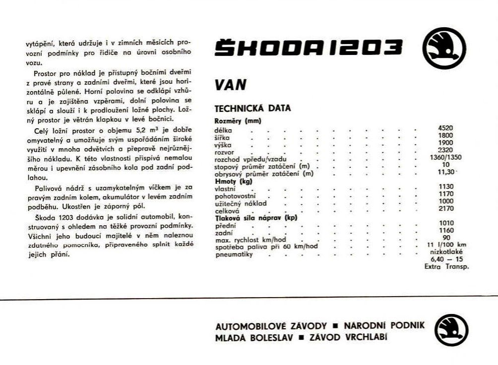 Škoda 1203 katalog