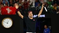 Obrovská úleva zračící se ve tváři dvacetinásobného grandslamového šampiona. Federer nakonec vyhrál po setech 4:6, 7:6, 6:4, 4:6 a 7:6. V osmifinále si zahraje s Maďarem Martonem Fucsovicsem.