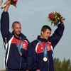 Čeští deblkanoisté Marek Jiras a Tomáš Máder během bronzového závodu na LOH 2000 v Sydney.