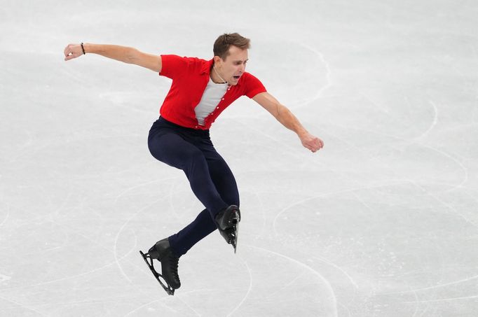 Krasobruslař Michal Březina má za sebou na olympiádě v Pekingu krátký program v rámci týmových soutěží.