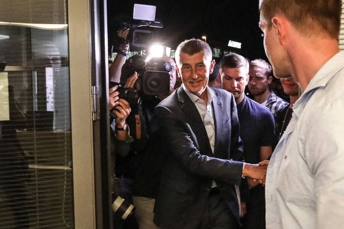 Andrej Babiš. Záběr z volebního štábu Hnutí ANO. Praha, 26. 5. 2019.