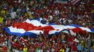 Costa Rica's fans cheer during the 2014 World Cup Group D soccer match against Uruguay at the Castelao arena in Fortaleza, June 14, 2014.REUTERS/Mike Blake (BRAZIL - Tags