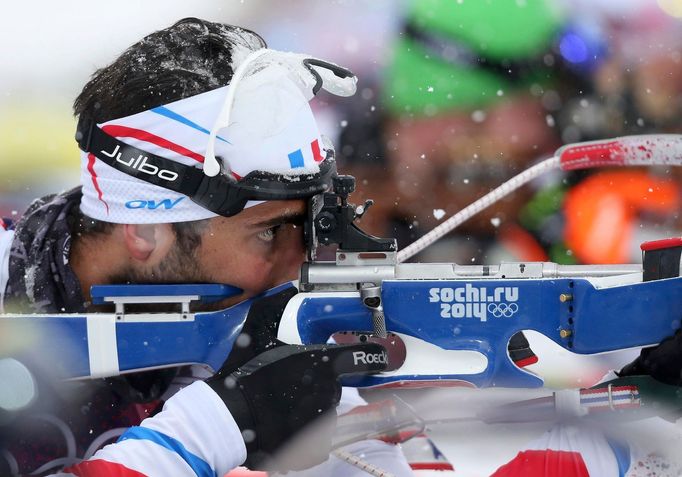 Soči 2014, biatlon hromadný start M: Martin Fourcade, Francie