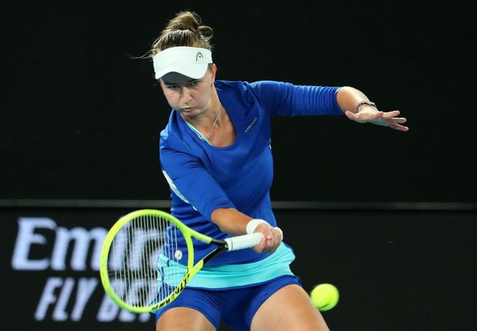 Barbora Krejčíková ve finále smíšené čtyřhry na Australian Open 2021