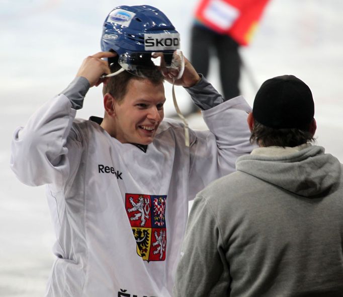 Trénink české hokejové reprezentace: Jakub Krejčík