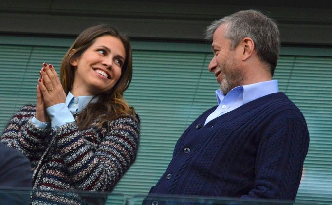 Chelsea's owner Roman Abramovich and girlfriend Dasha Zhukova attend the Champions League semi-final second leg soccer match against Atletico Madrid at Stamford Bridge st