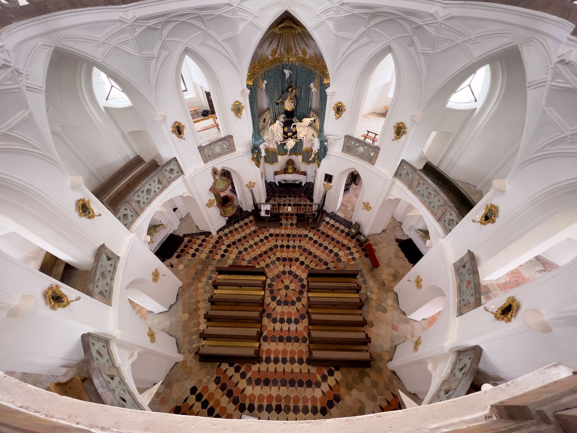 Kostel svatý Jan Nepomucký Zelená hora interiér