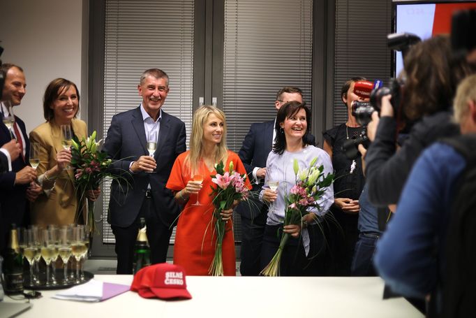 Andrej Babiš. Záběr z volebního štábu Hnutí ANO. Praha, 26. 5. 2019.