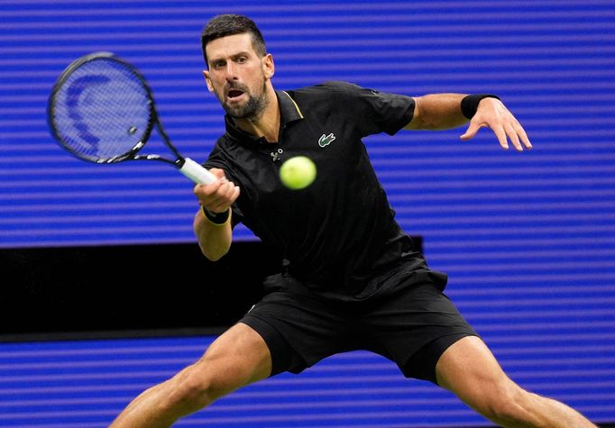 Novak Djokovič v utkání 3. kola US Open 2025