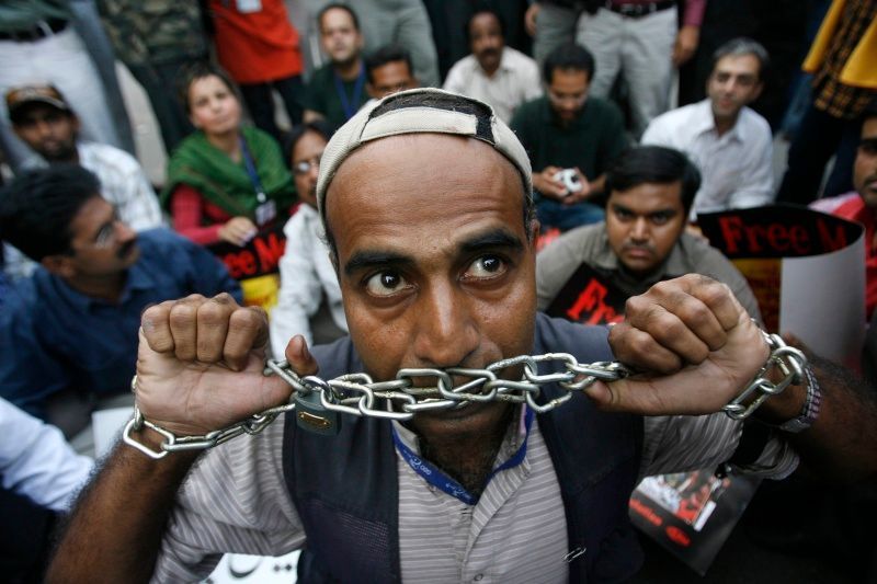 Pákistán, protesty novinářů 20.11.2007